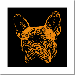 Orange French Bulldog Posters and Art